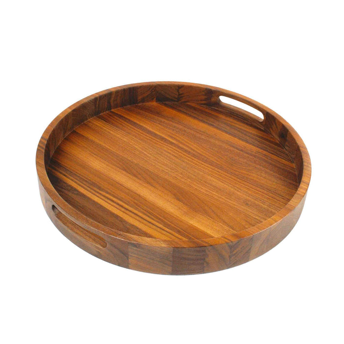 Round Walnut Wood Serving Tray